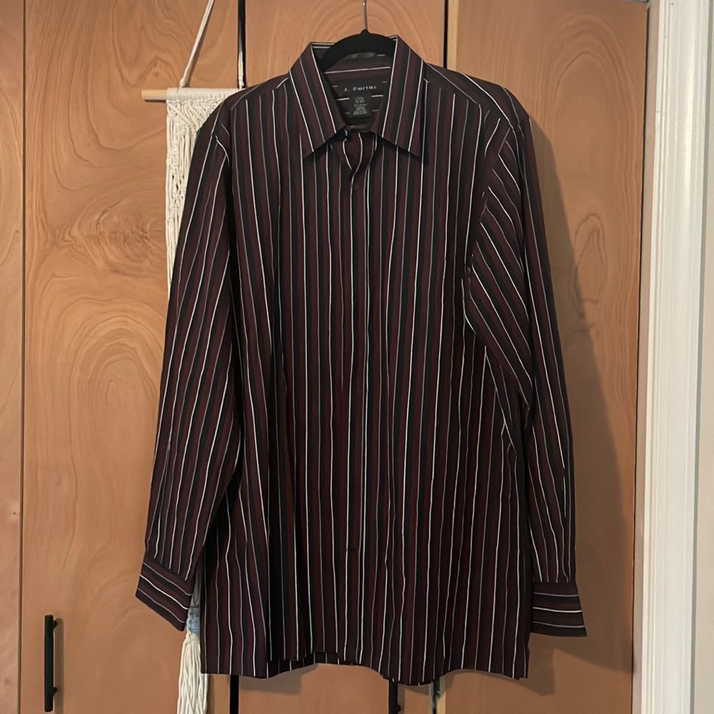 J ferrar striped dress button down shirt sz 16-16.5 LT